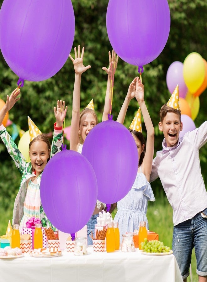 HSLCGF 36 Pcs Purple Punch Balloons | with Rubber Band Handle for Easy Grip - Ideal for Kids’ Birthday Party Favors, Classroom & Outdoor Play(Purple) - Image 5